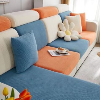 Elastic Plaid Sofa Cover full coverage non-slip stretch fit all-season