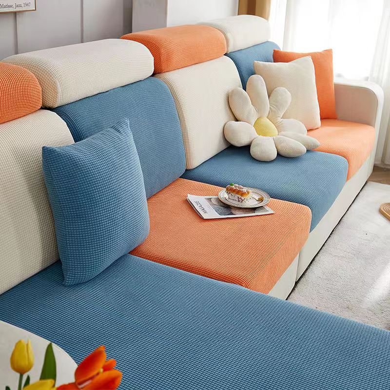 Elastic Plaid Sofa Cover full coverage non-slip stretch fit all-season